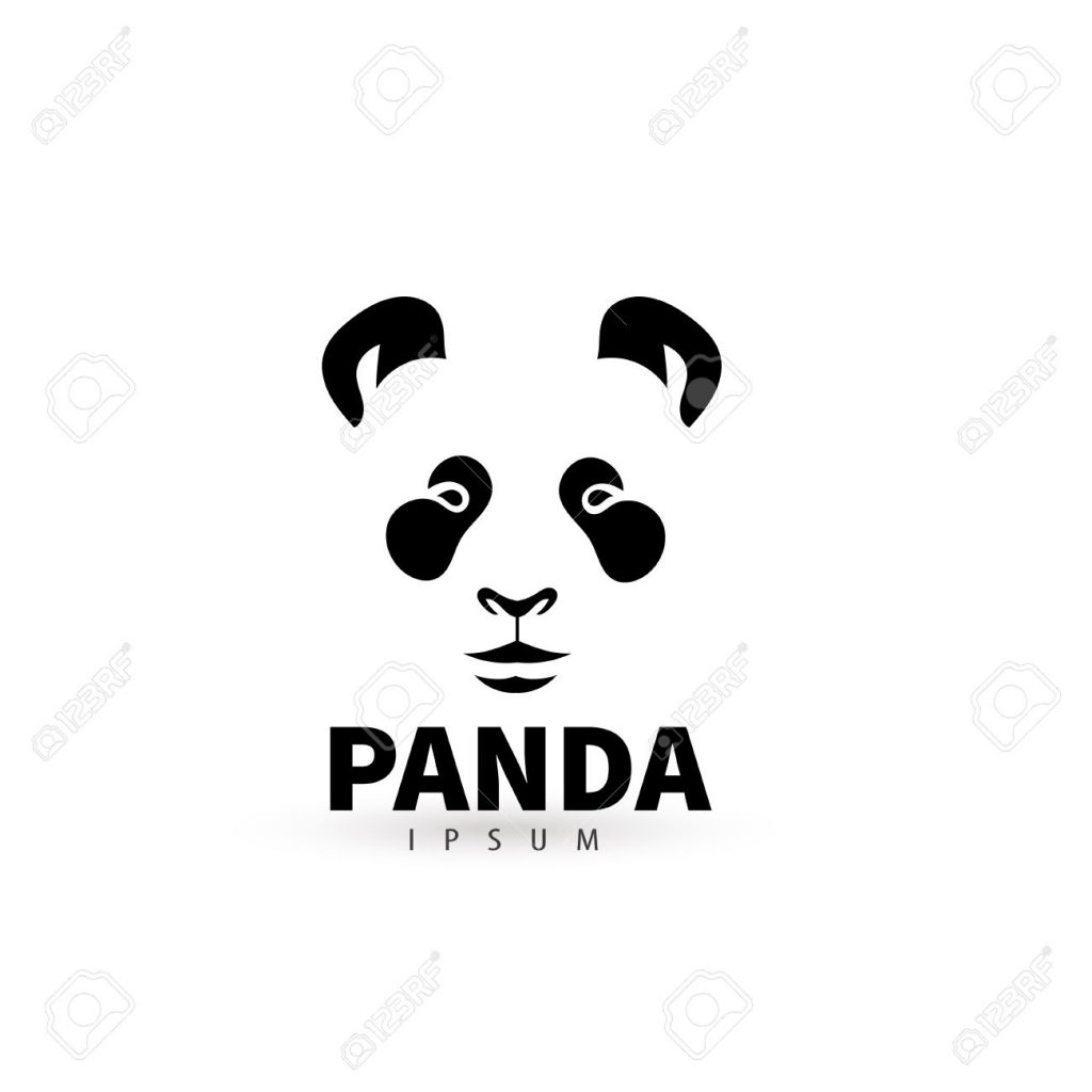 Stylized face panda logo design template. Artistic animal silhouette. Creative concept logotype for your company. Vector illustration.